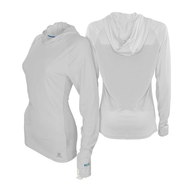 Mobile Cooling Women's Cooling Hooded Long-Sleeve Shirt, 92% Recycled Polyester, 8% Spandex Outer, White, Size M MCWT03040321 - main
